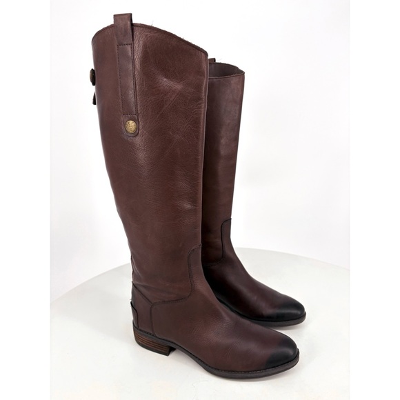 SAM EDELMAN Penny Tall Brown Leather Riding Boots 7.5 - Picture 4 of 16